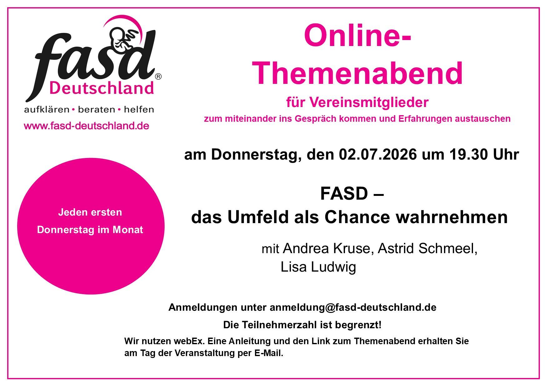 online-Themenabend "FASD - das Umfeld als Chance wahrnehmen"