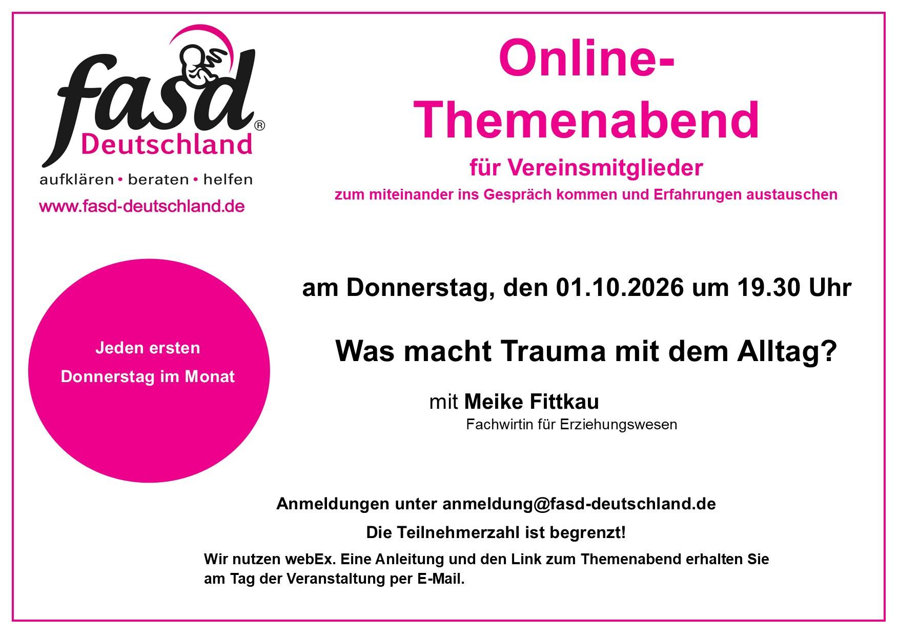 online-Themenabend "Was macht Trauma mit dem Alltag?"